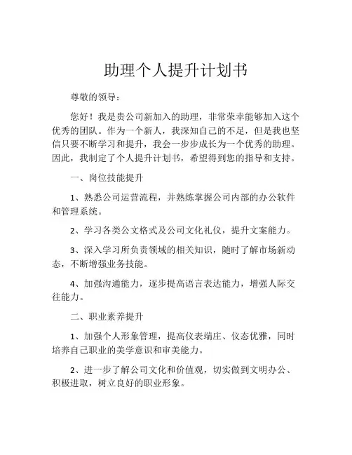 助理个人提升计划书