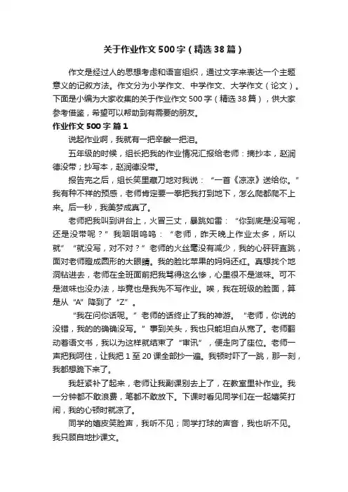 关于作业作文500字（精选38篇）
