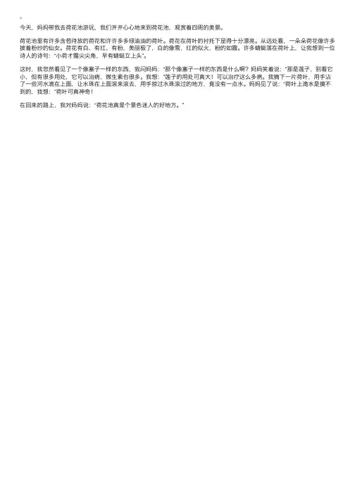 四年级美丽的荷花池看图写话