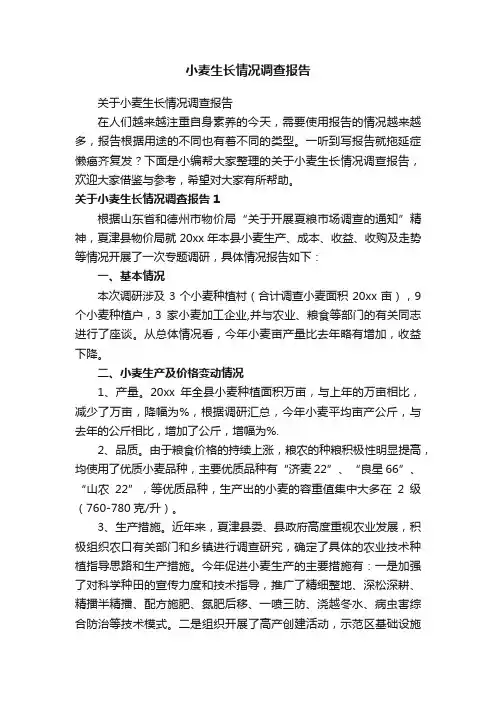 小麦生长情况调查报告