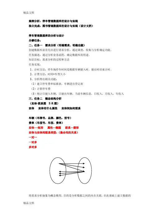 最新停车管理数据库分析与设计资料