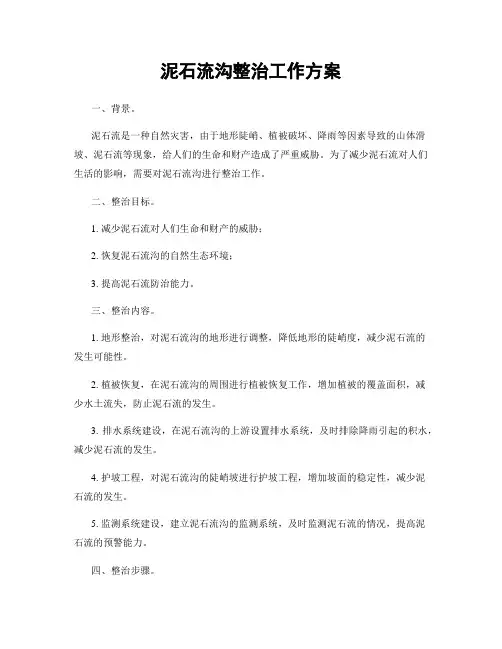 泥石流沟整治工作方案