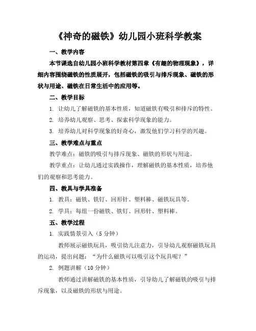 《神奇的磁铁》幼儿园小班科学教案
