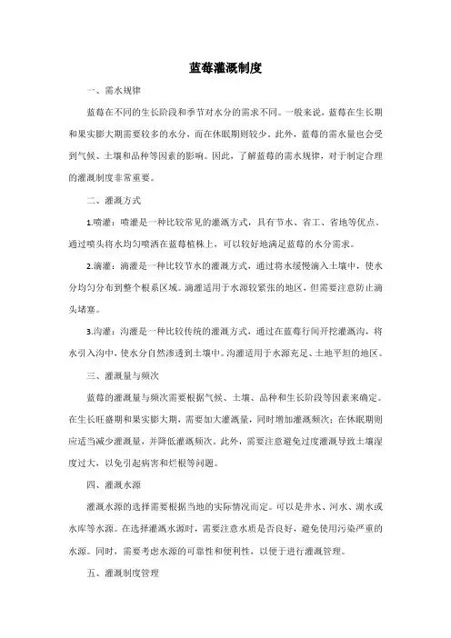 蓝莓灌溉制度