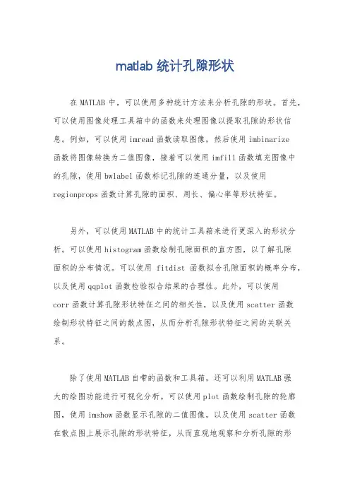 matlab 统计孔隙形状