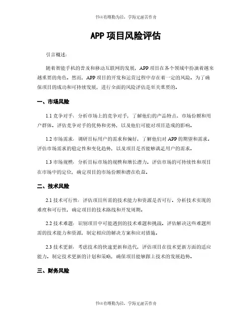 APP项目风险评估