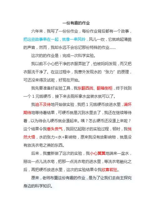 一份有趣的作业