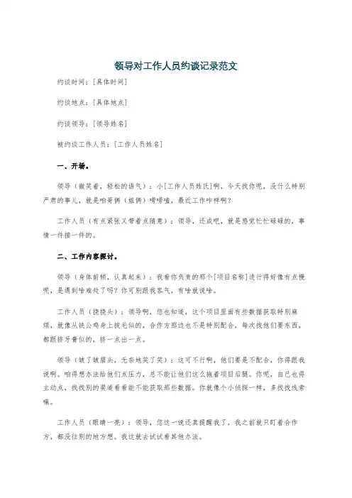 领导对工作人员约谈记录范文