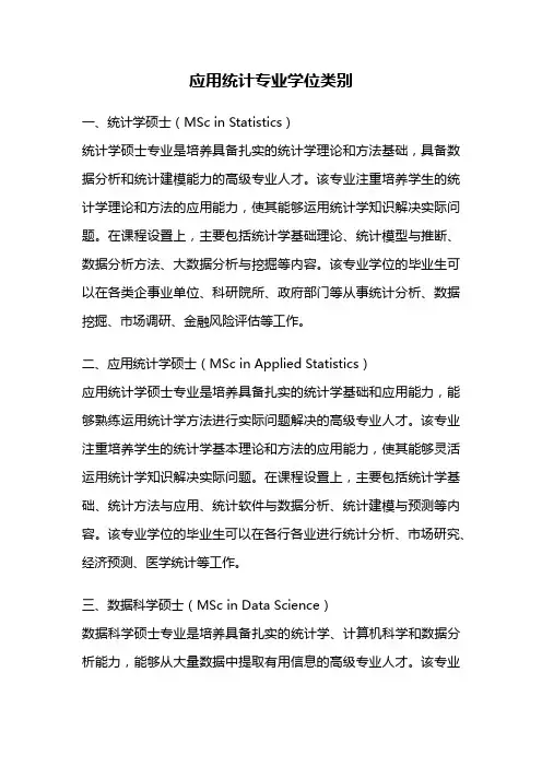 应用统计专业学位类别