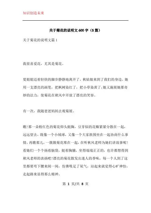 关于菊花的说明文600字(5篇)