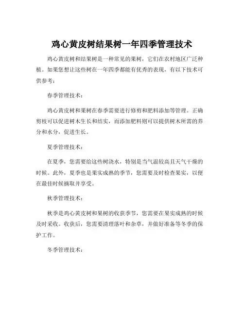 鸡心黄皮树结果树一年四季管理技术