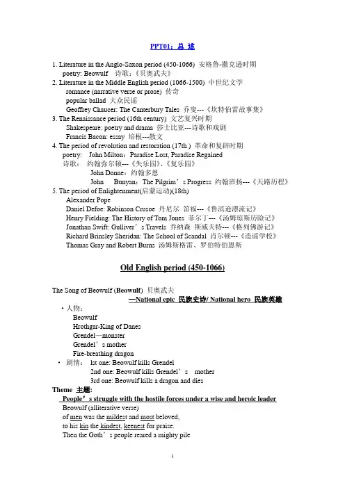 Tricia英国文学(一)资料
