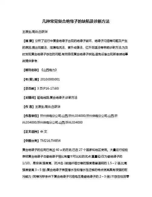 几种常见复合绝缘子的缺陷及诊断方法