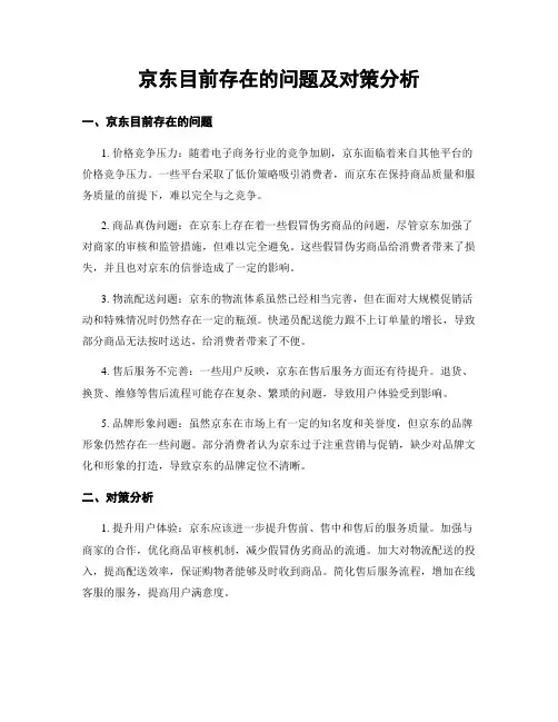 京东目前存在的问题及对策分析