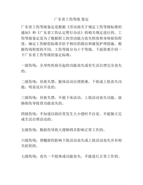 广东省工伤等级 鉴定