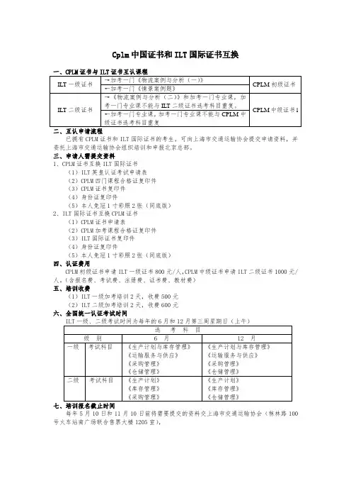 PLM产品生命周期-CPLM资格证书申请ILT资格证书相关事宜 精品