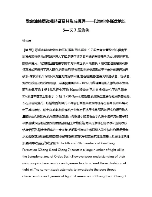 致密油储层微观特征及其形成机理——以鄂尔多斯盆地长6—长7段为例