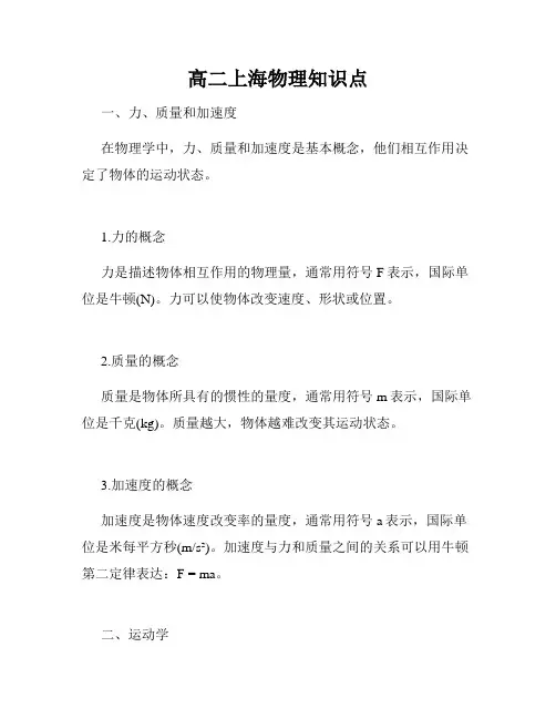 高二上海物理知识点