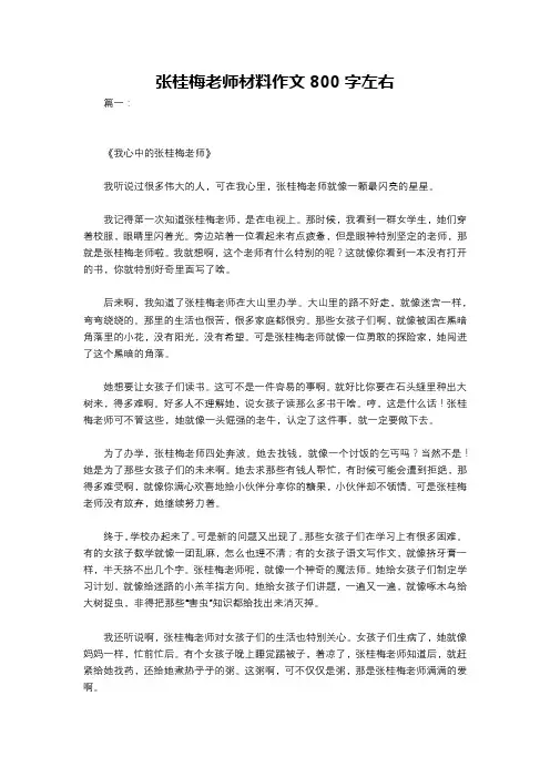 张桂梅老师材料作文800字左右
