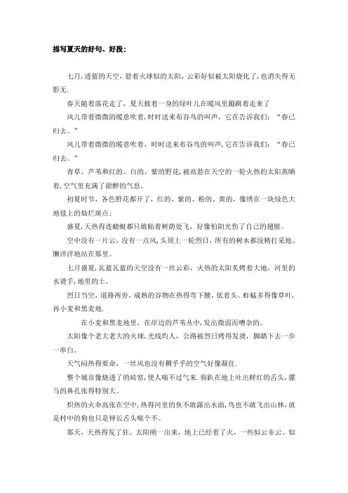 描写夏天的好句、好段
