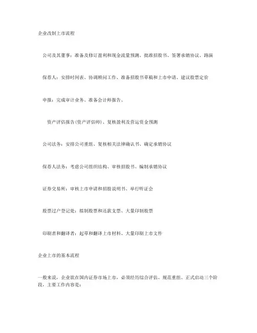公司上市改制流程