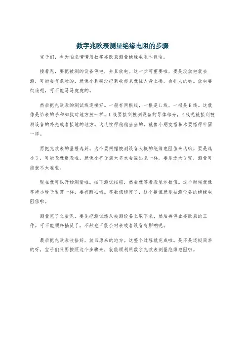 数字兆欧表测量绝缘电阻的步骤