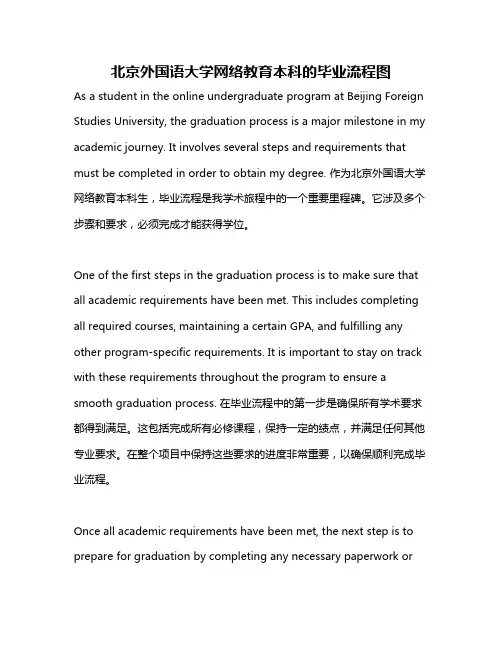 北京外国语大学网络教育本科的毕业流程图
