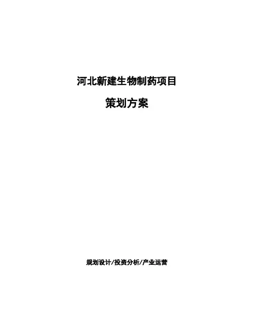 河北新建生物制药项目策划方案