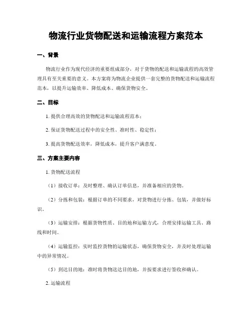 物流行业货物配送和运输流程方案范本