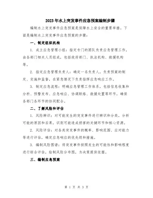 2023年水上突发事件应急预案编制步骤