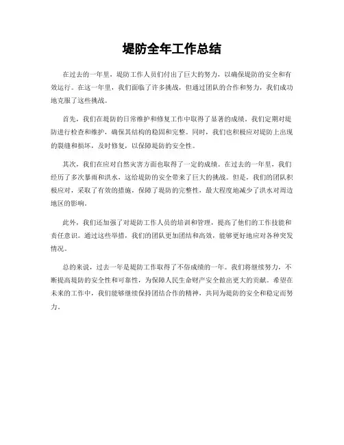 堤防全年工作总结