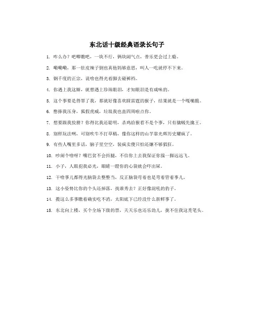 东北话十级经典语录长句子