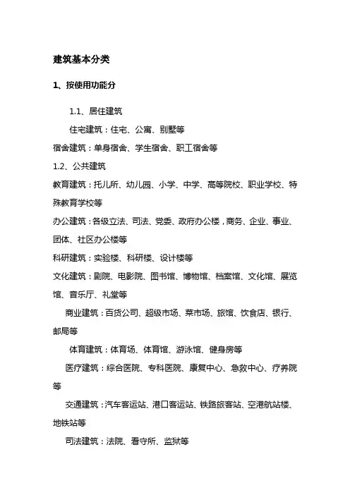 建筑基本分类(功能、层数、高度、性质)