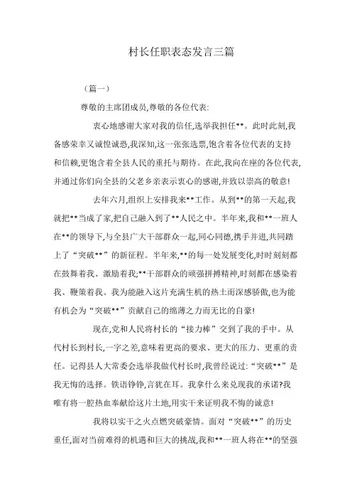 村长任职表态发言三篇
