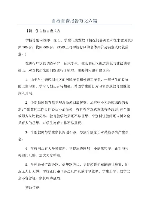 自检自查报告范文六篇