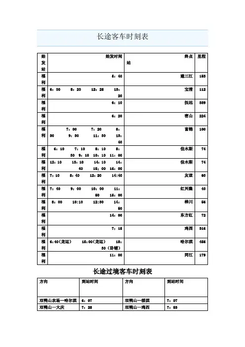 集贤长途客车时刻表