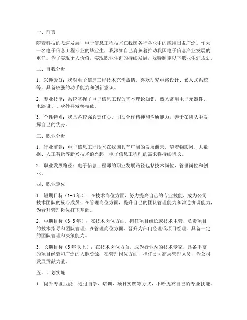 电子信息以后工作规划范文