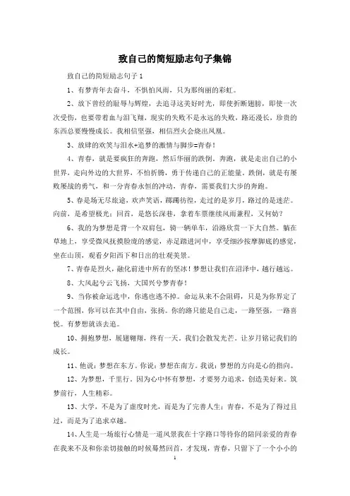 致自己的简短励志句子集锦