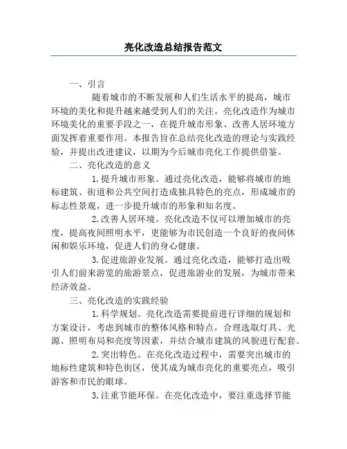 亮化改造总结报告范文