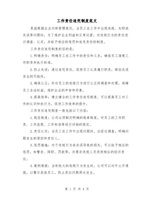 工作责任追究制度范文（二篇）