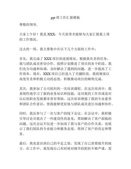 ppt周工作汇报模板