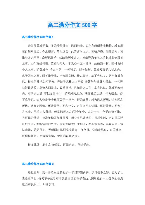 高二满分作文500字