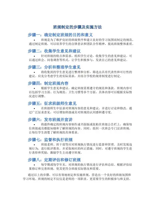 班规制定的步骤及实施方法