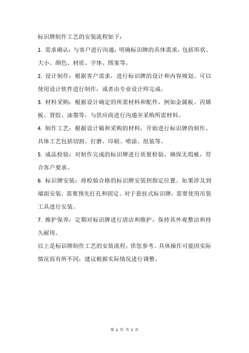 标识牌制作工艺安装流程