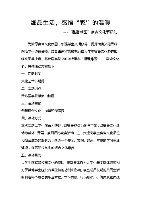 “温馨潍医”-宿舍文化节活动