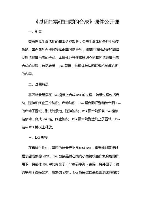 《基因指导蛋白质的合成》课件公开课(带)
