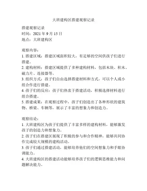 大班建构区搭建观察记录