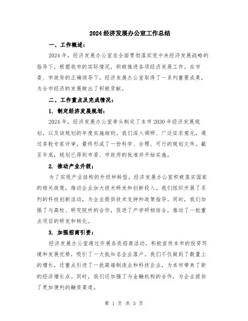 2024经济发展办公室工作总结