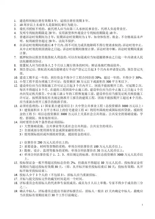 法律法规时间要点总结