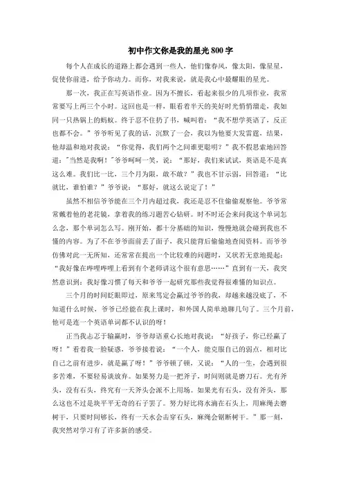 初中作文你是我的星光800字